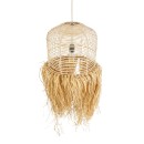 GloboStar® BASSETERRE 02162 Boho Κρεμαστό Φωτιστικό Οροφής Μονόφωτο 1 x E27 AC220-240V IP20 - Φ35 x Υ60cm - Μπεζ Ξύλινο Μπαμπού με Μπεζ Φυσική Ράφια Νήμα Πλεγμα Καμπάνα - 5 Χρόνια Εγγύηση