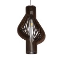 GloboStar® MIHIRO 02173 Boho Κρεμαστό Φωτιστικό Οροφής Μονόφωτο 1 x E27 AC220-240V IP20 - Φ32 x Υ56cm - Καφέ Σκούρο Ξύλινο Πλέγμα - 5 Χρόνια Εγγύηση