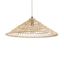 GloboStar® KAIA 02346 Boho Κρεμαστό Φωτιστικό Οροφής Μονόφωτο 1 x E27 AC220-240V IP20 - Φ60 x Υ20cm - Μπεζ Ξύλινο Μπαμπού Πλέγμα Καμπάνα - 5 Χρόνια Εγγύηση