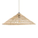 GloboStar® KAIA 02346 Boho Κρεμαστό Φωτιστικό Οροφής Μονόφωτο 1 x E27 AC220-240V IP20 - Φ60 x Υ20cm - Μπεζ Ξύλινο Μπαμπού Πλέγμα Καμπάνα - 5 Χρόνια Εγγύηση