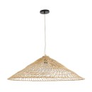 GloboStar® KAIA 02347 Boho Κρεμαστό Φωτιστικό Οροφής Μονόφωτο 1 x E27 AC220-240V IP20 - Φ80 x Υ26cm - Μπεζ Ξύλινο Μπαμπού Πλέγμα Καμπάνα - 5 Χρόνια Εγγύηση