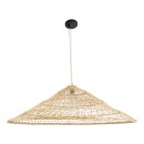 GloboStar® KAIA 02348 Boho Κρεμαστό Φωτιστικό Οροφής Μονόφωτο 1 x E27 AC220-240V IP20 - Φ100 x Υ30cm - Μπεζ Ξύλινο Μπαμπού Πλέγμα Καμπάνα - 5 Χρόνια Εγγύηση