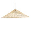 GloboStar® KAIA 02348 Boho Κρεμαστό Φωτιστικό Οροφής Μονόφωτο 1 x E27 AC220-240V IP20 - Φ100 x Υ30cm - Μπεζ Ξύλινο Μπαμπού Πλέγμα Καμπάνα - 5 Χρόνια Εγγύηση