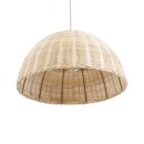 GloboStar® MONTANA 02378 Boho Κρεμαστό Φωτιστικό Οροφής Μονόφωτο 1 x E27 AC220-240V IP20 - Φ50 x Υ25cm - Μπεζ Μπαμπού Πλέγμα Καμπάνα - 5 Χρόνια Εγγύηση