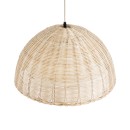 GloboStar® MONTANA 02378 Boho Κρεμαστό Φωτιστικό Οροφής Μονόφωτο 1 x E27 AC220-240V IP20 - Φ50 x Υ25cm - Μπεζ Μπαμπού Πλέγμα Καμπάνα - 5 Χρόνια Εγγύηση