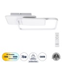 GloboStar® SQUARO 61232 Φωτιστικό Οροφής Δαχτυλίδι-Κύκλος LED CCT 75W 8400lm 360° AC 220-240V - Εναλλαγή Φωτισμού μέσω Τηλεχειριστηρίου All In One Ψυχρό 6000k+Φυσικό 4500k+Θερμό 2700k Dimmable Μ48.5 x Π51 x Υ9cm - Λευκό - 3 Years Warranty