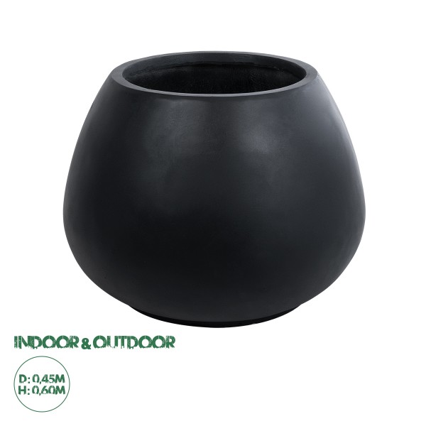 GloboStar® Artificial Garden COLOMBO 20695 Διακοσμητικό Πολυεστερικό Τσιμεντένιο Κασπώ Γλάστρα - Flower Pot Μαύρο Φ60 x Υ45cm