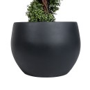 GloboStar® Artificial Garden VITORIA 20701 Διακοσμητικό Πολυεστερικό Τσιμεντένιο Κασπώ Γλάστρα - Flower Pot Μαύρο Φ55 x Υ40cm