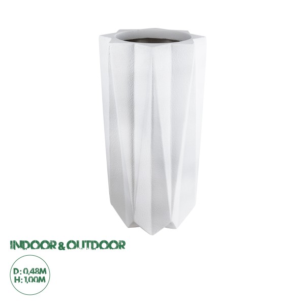 GloboStar® Artificial Garden PADOVA 20739 Επιδαπέδιο Πολυεστερικό Τσιμεντένιο Κασπώ Γλάστρα - Flower Pot Λευκό Φ48 x Υ100cm