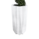 GloboStar® Artificial Garden PADOVA 20739 Επιδαπέδιο Πολυεστερικό Τσιμεντένιο Κασπώ Γλάστρα - Flower Pot Λευκό Φ48 x Υ100cm