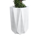 GloboStar® Artificial Garden PADOVA 20740 Επιδαπέδιο Πολυεστερικό Τσιμεντένιο Κασπώ Γλάστρα - Flower Pot Λευκό Φ46 x Υ67cm