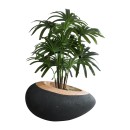 GloboStar® Artificial Garden RAVELLO 20746 Επιδαπέδιο Πολυεστερικό Τσιμεντένιο Κασπώ Γλάστρα - Flower Pot Μαύρο με Καφέ Μ82 x Π62 x Υ45cm