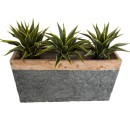 GloboStar® Artificial Garden TOSCANE 20749 Επιδαπέδιο Πολυεστερικό Τσιμεντένιο Κασπώ Γλάστρα - Flower Pot Γκρι με Καφέ Μ110 x Π30 x Υ61cm