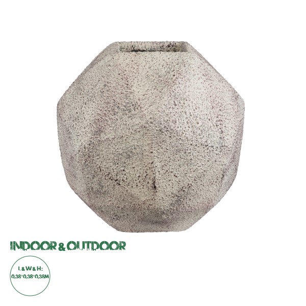 GloboStar® Artificial Garden BOROUGH 20781 Επιδαπέδιο Πολυεστερικό Τσιμεντένιο Κασπώ Γλάστρα - Flower Pot Λευκό με Μπεζ Μ38 x Π38 x Υ38cm