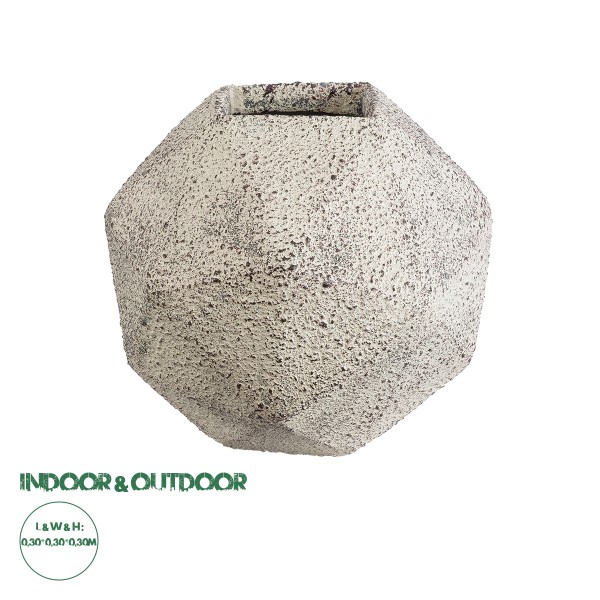 GloboStar® Artificial Garden BOROUGH 20782 Επιδαπέδιο Πολυεστερικό Τσιμεντένιο Κασπώ Γλάστρα - Flower Pot Λευκό με Μπεζ Μ30 x Π30 x Υ30cm