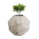 GloboStar® Artificial Garden BOROUGH 20782 Επιδαπέδιο Πολυεστερικό Τσιμεντένιο Κασπώ Γλάστρα - Flower Pot Λευκό με Μπεζ Μ30 x Π30 x Υ30cm