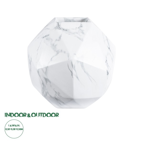 GloboStar® Artificial Garden BRIXTON 20783 Επιδαπέδιο Πολυεστερικό Τσιμεντένιο Κασπώ Γλάστρα - Flower Pot Λευκό Μ38 x Π38 x Υ38cm