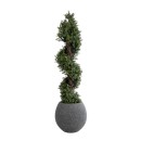 GloboStar® Artificial Garden COLUMBIA 20797 Επιδαπέδιο Πολυεστερικό Τσιμεντένιο Κασπώ Γλάστρα - Flower Pot Γκρι Φ40 x Υ35cm