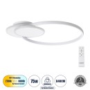 GloboStar® CIRCUO 61230 Φωτιστικό Οροφής Δαχτυλίδι-Κύκλος LED CCT 75W 8400lm 360° AC 220-240V - Εναλλαγή Φωτισμού μέσω Τηλεχειριστηρίου All In One Ψυχρό 6000k+Φυσικό 4500k+Θερμό 2700k Dimmable Μ53 x Π42.5 x Υ9cm - Λευκό - 3 Years Warranty