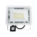 GloboStar® AURORA 61442 Επαγγελματικός Προβολέας LED 50W 6250lm 120° AC 220-240V με Ενσωματωμένο Ρυθμιζόμενο Αισθητήρα Κίνησης PIR - Αδιάβροχος IP67 - Μ21 x Π5 x Υ21cm - Λευκό - Ψυχρό Λευκό 6000K - LUMILEDS Chips - TÜV Rheinland Certified - 3 Years Warran