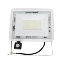 GloboStar® AURORA 61444 Επαγγελματικός Προβολέας LED 100W 12500lm 120° AC 220-240V με Ενσωματωμένο Ρυθμιζόμενο Αισθητήρα Κίνησης PIR - Αδιάβροχος IP67 - Μ25 x Π6.5 x Υ27.5cm - Λευκό - Ψυχρό Λευκό 6000K - LUMILEDS Chips - TÜV Rheinland Certified - 3 Years 