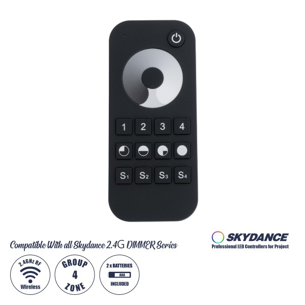 GloboStar® 73120 RT6 SKYDANCE Ασύρματο Χειριστήριο Αφής RF 2.4Ghz 4 Group για όλα τα Μονόχρωμα SKYDANCE Controller DC 3V 2 x AAA - IP20 Μ12.2 x Π5.3 x Υ1.7cm - 5 Χρόνια Εγγύηση