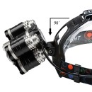 GloboStar® 79059 Φακός Κεφαλής Επαναφορτιζόμενος LED CREE XML2-T6 Chip 30 Watt 2000lm με 2 x 18650 Μπαταρίες 5200mAh Ψυχρό Λευκό 6000K - Μ9 x Π7.5 x Υ9cm