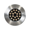 GloboStar® UNDERGROUND-SINA 90571 Χωνευτό Φωτιστικό Σποτ Δαπέδου LED 18W 1620lm 15° DC 24V Αδιάβροχο IP68 Φ20 x Υ11cm Θερμό Λευκό 2700K - Ανοξείδωτο Ατσάλι - 3 Χρόνια Εγγύηση