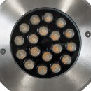 GloboStar® UNDERGROUND-SINA 90571 Χωνευτό Φωτιστικό Σποτ Δαπέδου LED 18W 1620lm 15° DC 24V Αδιάβροχο IP68 Φ20 x Υ11cm Θερμό Λευκό 2700K - Ανοξείδωτο Ατσάλι - 3 Χρόνια Εγγύηση