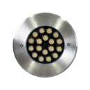 GloboStar® UNDERGROUND-SINA 90572 Χωνευτό Φωτιστικό Σποτ Δαπέδου LED 18W 1710lm 15° DC 24V Αδιάβροχο IP68 Φ20 x Υ11cm Φυσικό Λευκό 4500K - Ανοξείδωτο Ατσάλι - 3 Χρόνια Εγγύηση