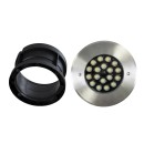 GloboStar® UNDERGROUND-SINA 90572 Χωνευτό Φωτιστικό Σποτ Δαπέδου LED 18W 1710lm 15° DC 24V Αδιάβροχο IP68 Φ20 x Υ11cm Φυσικό Λευκό 4500K - Ανοξείδωτο Ατσάλι - 3 Χρόνια Εγγύηση