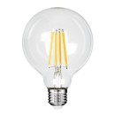 GloboStar® 99084 Λάμπα LED Long Filament E27 G95 Γλόμπος 4W 840lm 360° AC 220-240V IP20 Φ9.5 x Υ13.8cm Θερμό Λευκό 2700K με Διάφανο Γυαλί - Pro Series 210lm/W - A Ενεργειακή Κλάση - 3 Χρόνια Εγγύηση