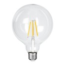 GloboStar® 99085 Λάμπα LED Long Filament E27 G125 Γλόμπος 4W 840lm 360° AC 220-240V IP20 Φ12.5 x Υ13.8cm Θερμό Λευκό 2700K με Διάφανο Γυαλί - Pro Series 210lm/W - A Ενεργειακή Κλάση - 3 Χρόνια Εγγύηση