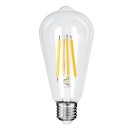 GloboStar® 99086 Λάμπα LED Long Filament E27 ST64 Αχλάδι 4W 840lm 360° AC 220-240V IP20 Φ6.4 x Υ14.5cm Θερμό Λευκό 2700K με Διάφανο Γυαλί - Pro Series 210lm/W - A Ενεργειακή Κλάση - 3 Χρόνια Εγγύηση