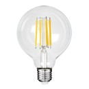 GloboStar® 99088 Λάμπα LED Long Filament E27 G95 Γλόμπος 7W 1470lm 360° AC 220-240V IP20 Φ9.5 x Υ13.8cm Θερμό Λευκό 2700K με Διάφανο Γυαλί - Pro Series 210lm/W - A Ενεργειακή Κλάση - 3 Χρόνια Εγγύηση