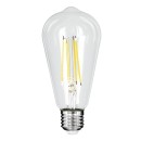 GloboStar® 99094 Λάμπα LED Long Filament E27 ST64 Αχλάδι 4W 840lm 360° AC 220-240V IP20 Φ6.4 x Υ14.5cm Φυσικό Λευκό 4000K με Διάφανο Γυαλί - Pro Series 210lm/W - A Ενεργειακή Κλάση - 3 Χρόνια Εγγύηση