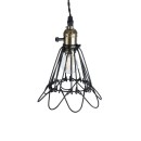 GloboStar® DANE 01181 Vintage Κρεμαστό Φωτιστικό Οροφής Μονόφωτο 1 x E27 AC220-240V IP20 - Φ10 x Υ20cm - Μαύρο Μεταλλικό Πλέγμα - 5 Χρόνια Εγγύηση