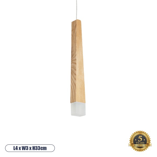 GloboStar® CALISTA 01252 Μοντέρνο Κρεμαστό Φωτιστικό Οροφής LED AC220-240V IP20 - Μ4 x Π3 x Υ33cm - Μπεζ Ξύλινο - Θερμό Λευκό 3000K - 5 Χρόνια Εγγύηση