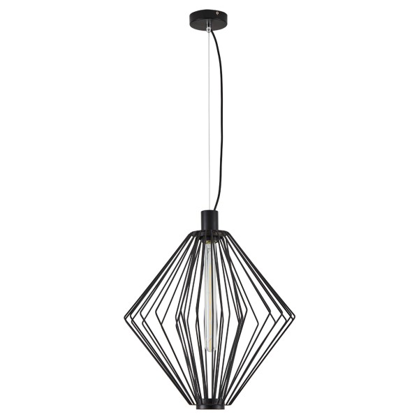 SE21-BL-42 MED BLACK METAL GRID PENDANT E4