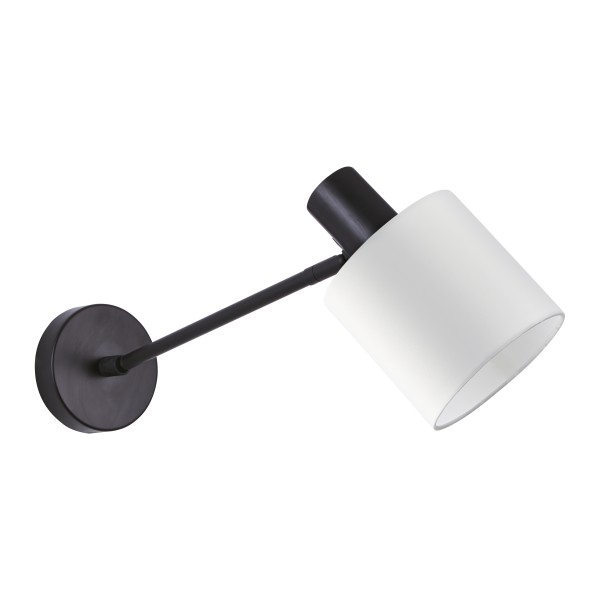 SE21-BL-22-SH1 ADEPT BLACK WALL LAMP WHITE SHADE+