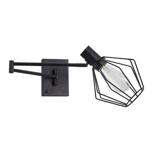 SE21-BL-52-GR1 ADEPT WALL LAMP Black Wall Lamp with Switcher and Black Metal Grid+