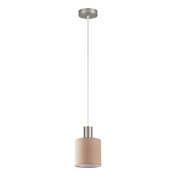 SE21-NM-4-SH3 ADEPT TUBE Nickel Matt Pendant Brown Fabric Shade+