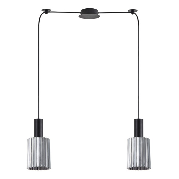 SE21-BL-4-BL2-GL1 ADEPT TUBE Black Pendant Smoked Glass+