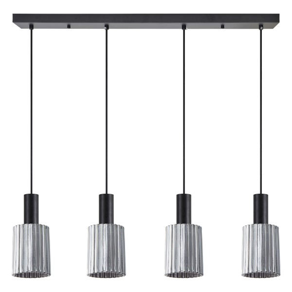 SE21-BL-4-4BL-GL1 ADEPT TUBE Black Pendant Smoked Glass+