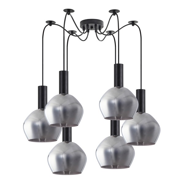 SE21-BL-4-BL6-GL2 ADEPT TUBE Black Pendant Smoked Glass+