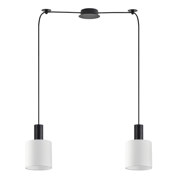 SE21-BL-4-BL2-SH1 ADEPT TUBE Black Pendant White Fabric Shade+