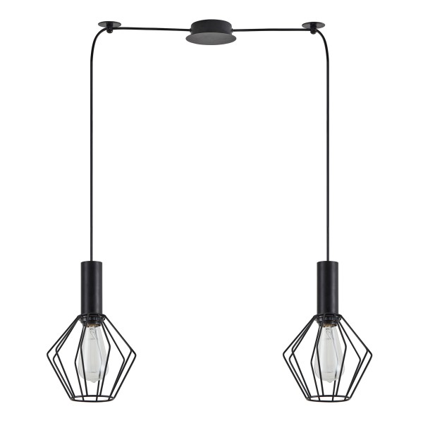 SE21-BL-4-BL2-GR1 ADEPT TUBE Black Pendant Black Metal Grid+