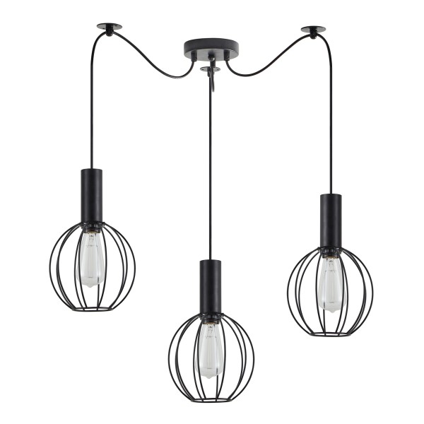 SE21-BL-4-BL3-GR2 ADEPT TUBE Black Pendant Black Metal Grid+