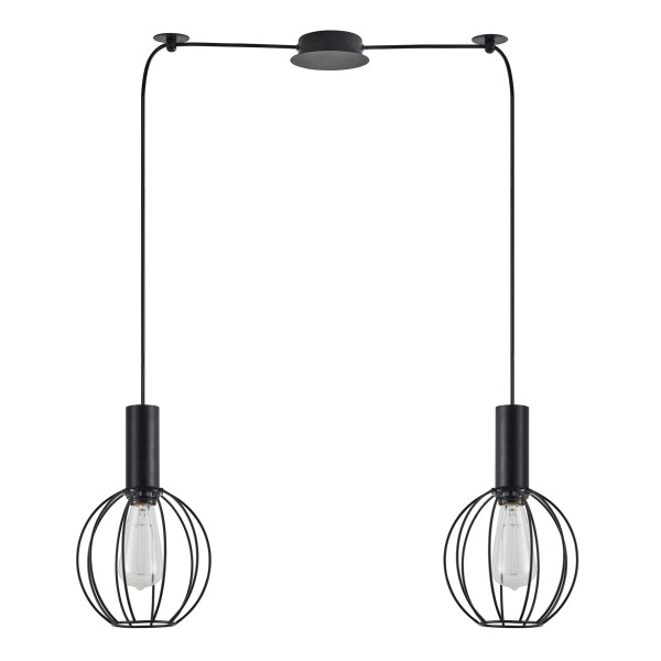 SE21-BL-4-BL2-GR2 ADEPT TUBE Black Pendant Black Metal Grid+