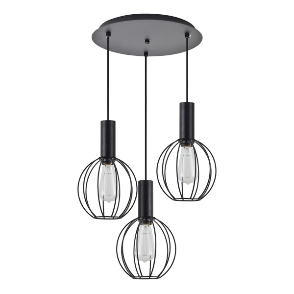 SE21-BL-4-3BL-GR2 ADEPT TUBE Black Pendant Black Metal Grid+